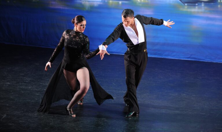 Two dancers performing onstage
