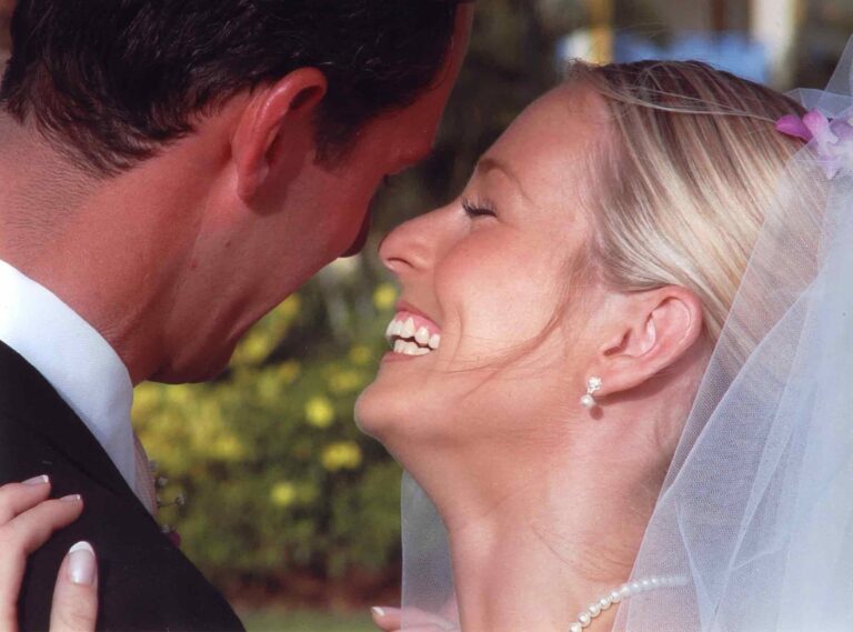 Bride and groom in a close emotional portrait