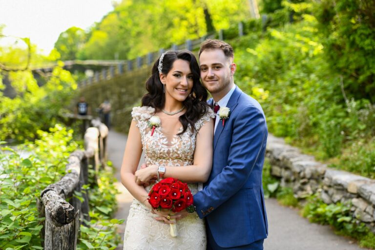 Couple in formal attire outdoors